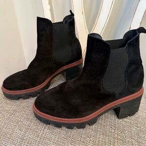 Elegant Black Suede Heeled Boots